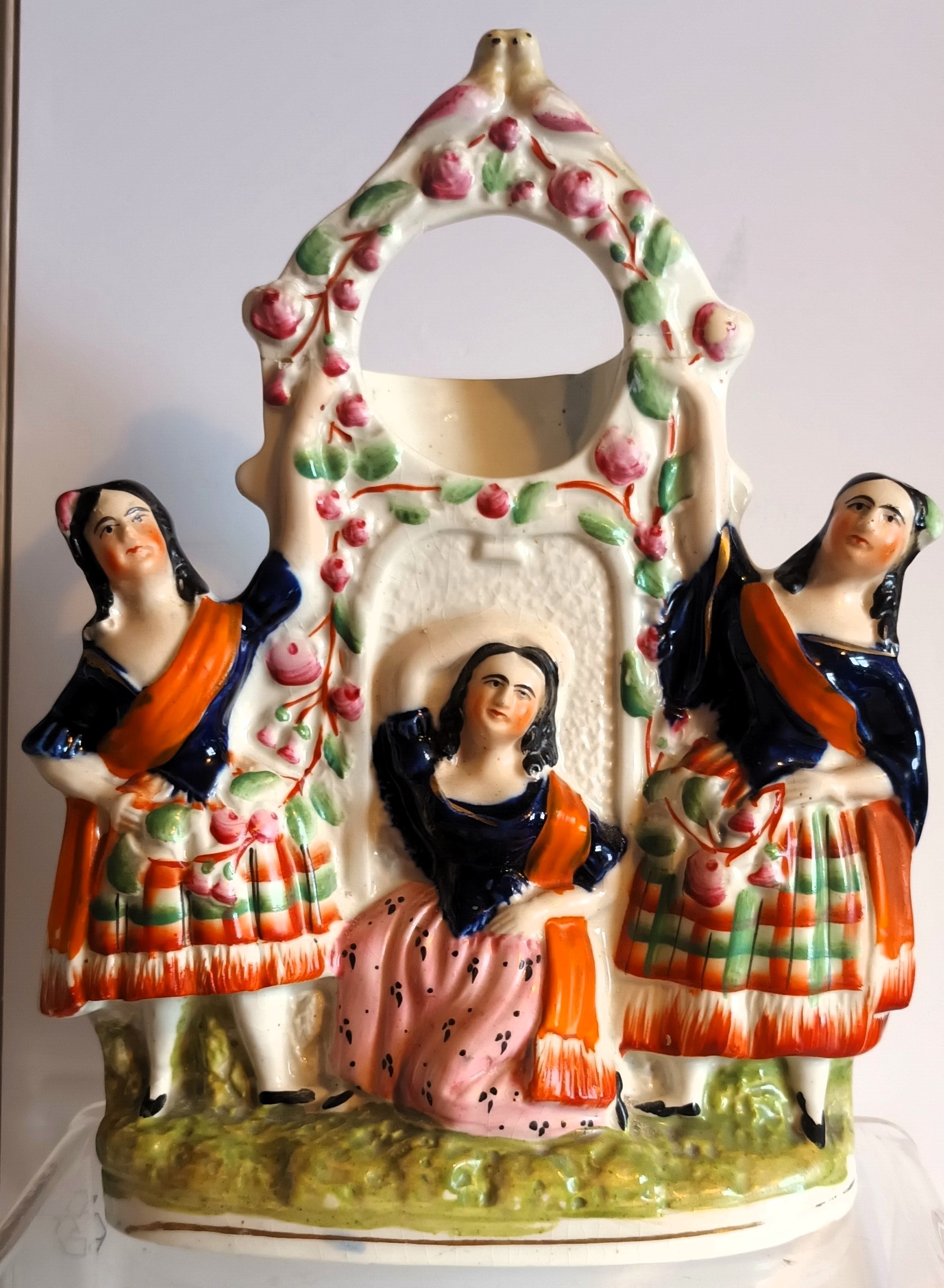 Antique English Victorian Staffordshire Watch-Holder ~ "The Three Graces" ~ H 1795